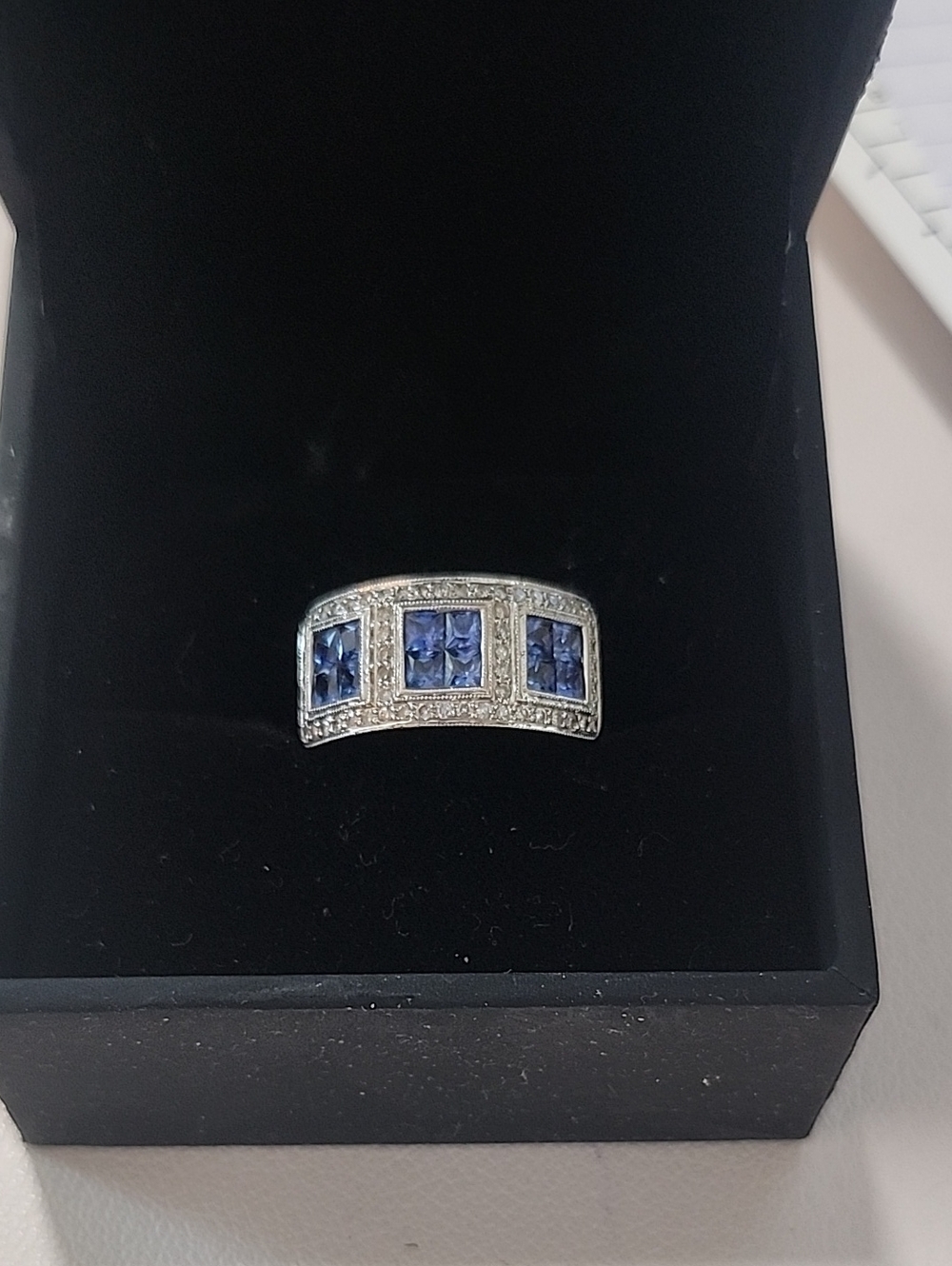 Sapphire & Diamond -Accent Wide Band Ring